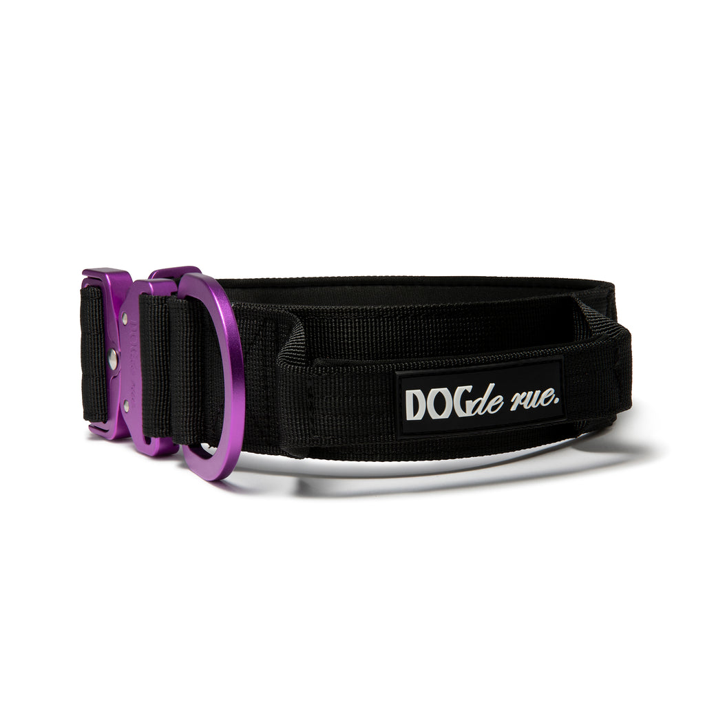 collier tactique 5cm dogderue signature magic purple poignée logo