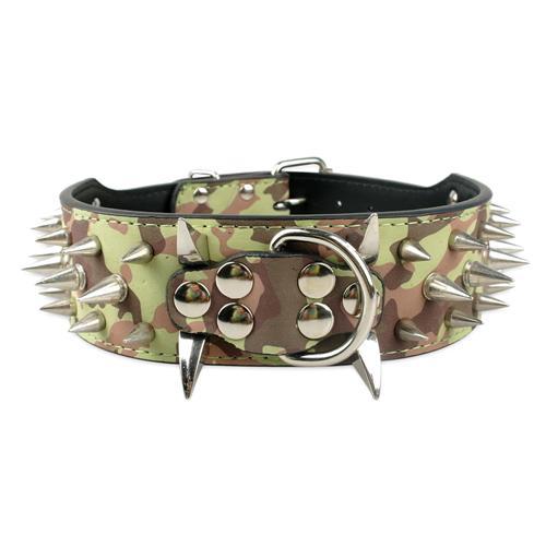collier à clous pour chien camouflage métal