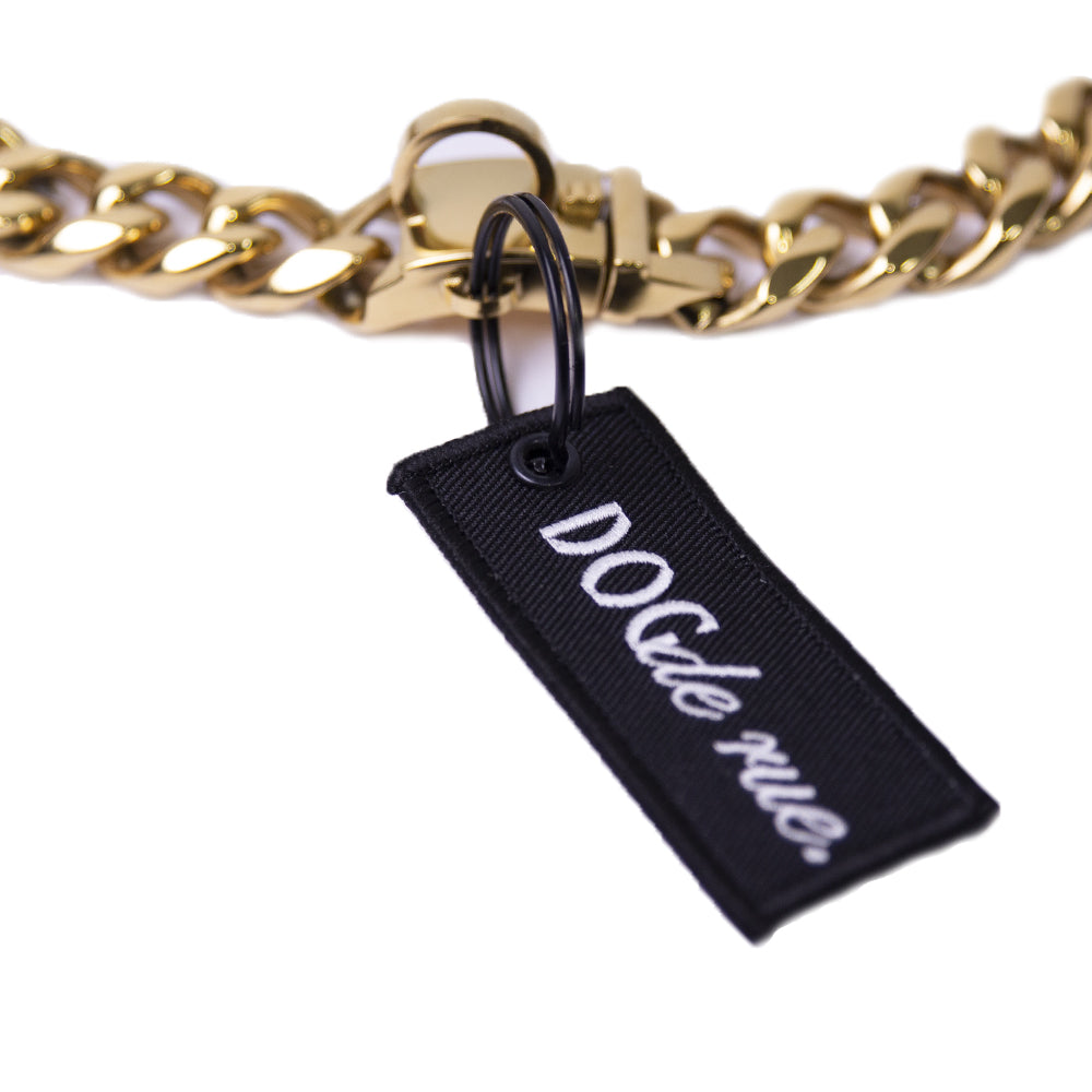 Médaille personnalisable pour chien - Label - DogDeRue - Noir - collier chaine dorée